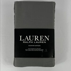 Ralph Lauren Dunham Sateen Standard Pillowcases Charcoal Gray 100% Cotton NEW